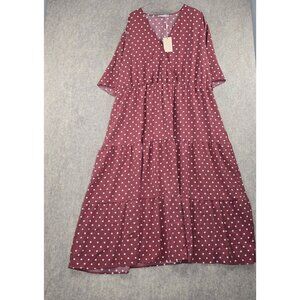 Kelummmi Polka Dot Maxi Dress Red Size US 26 Polyester Flowy Casual New W/Tags